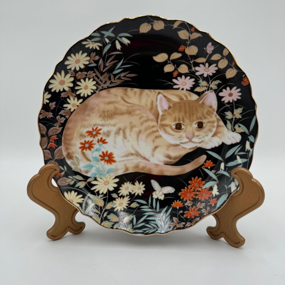 Vintage Takahashi Miniature Cat Plates By CATHY Hand painted 1984